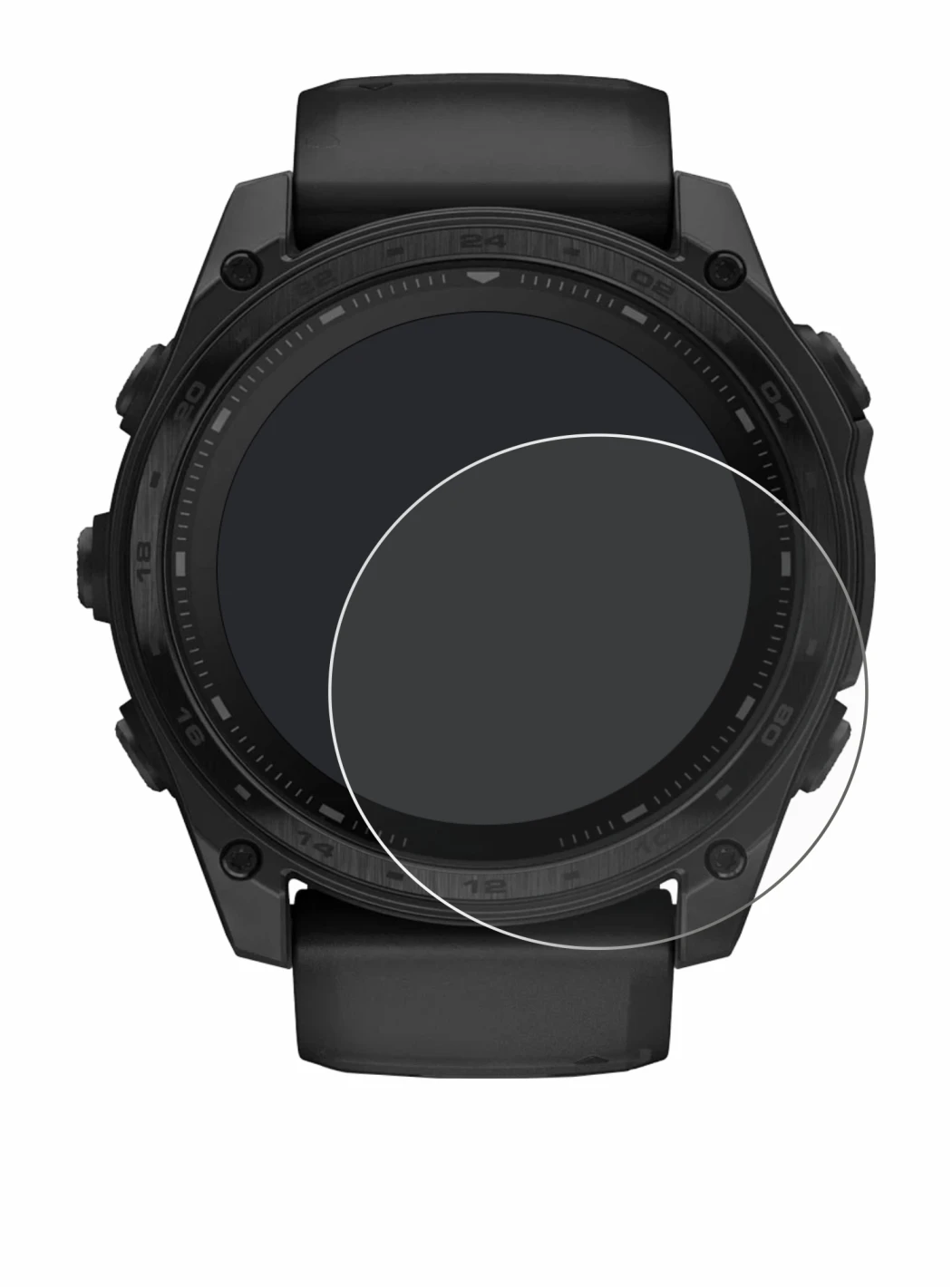 Imagen del dispositivo Garmin Tactix 8 Solar (51 mm) con una amplia variedad de protectores de pantalla.