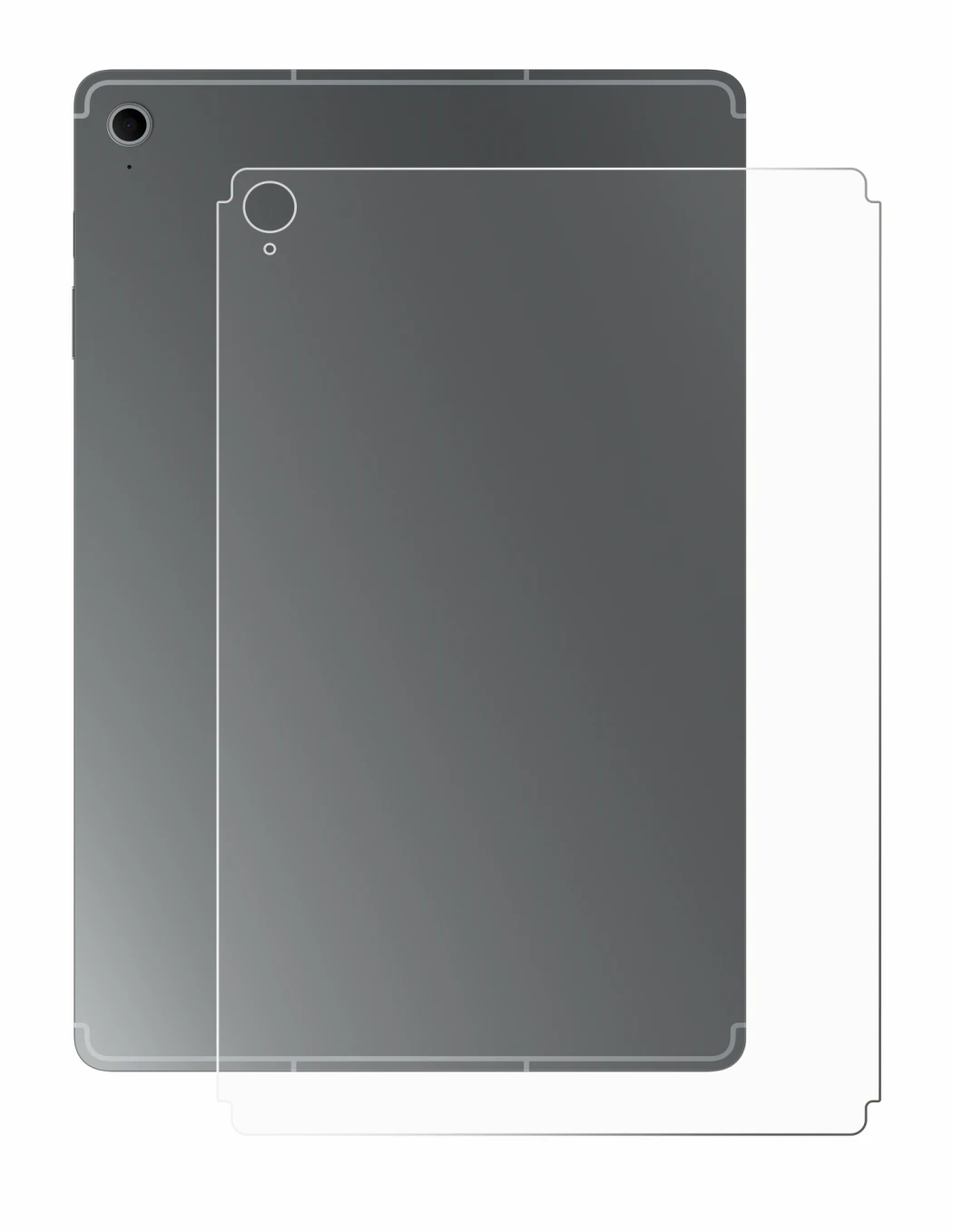 Imagen del dispositivo Samsung Galaxy Tab S10 FE+ (Trasero) con una amplia variedad de protectores de pantalla.