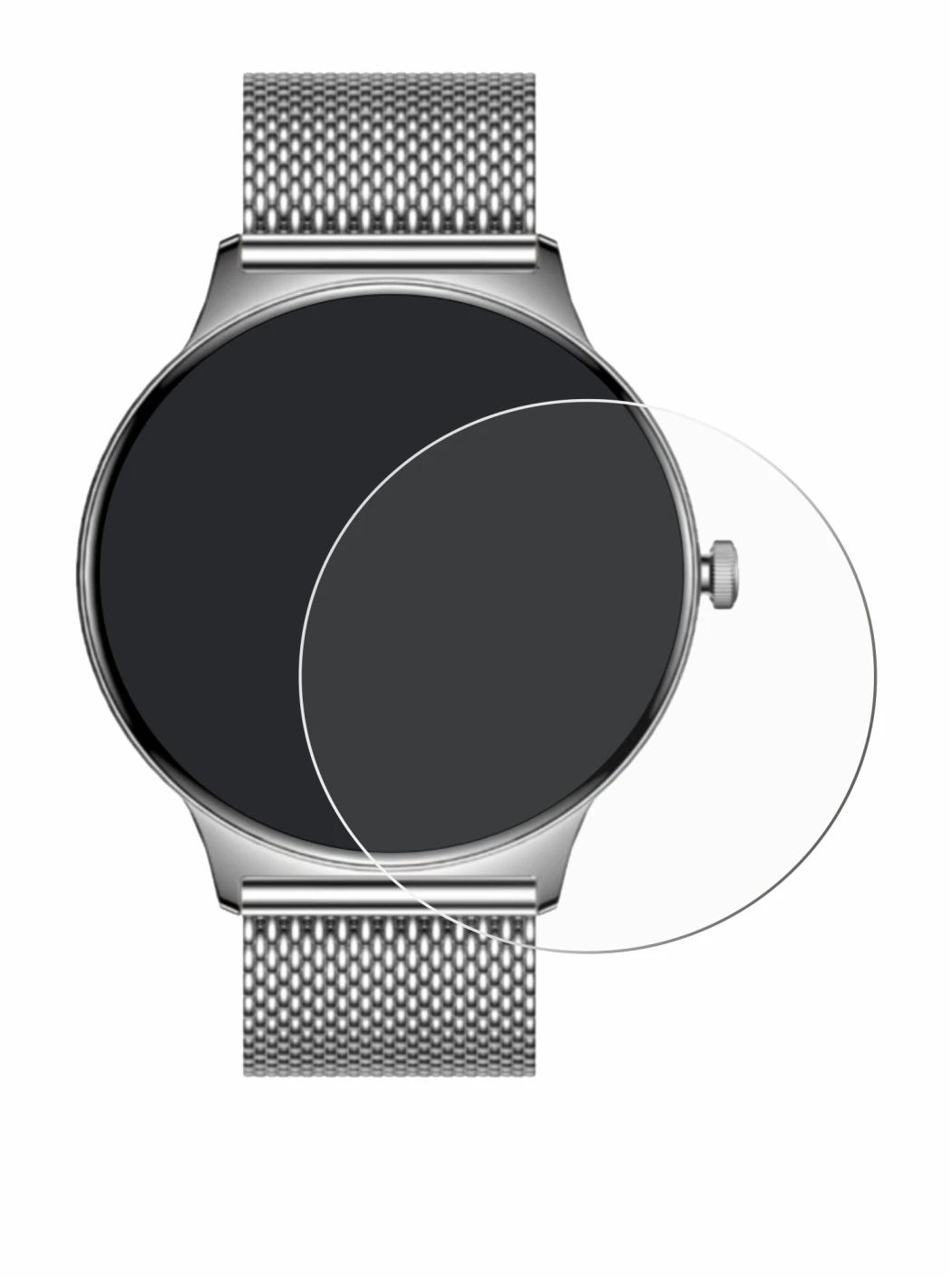 Imagen del dispositivo Pireware Slim Smartwatch con una amplia variedad de protectores de pantalla.