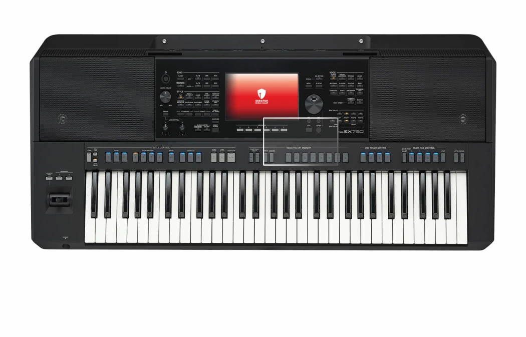 Imagen del dispositivo Yamaha PSR-SX720 con una amplia variedad de protectores de pantalla.