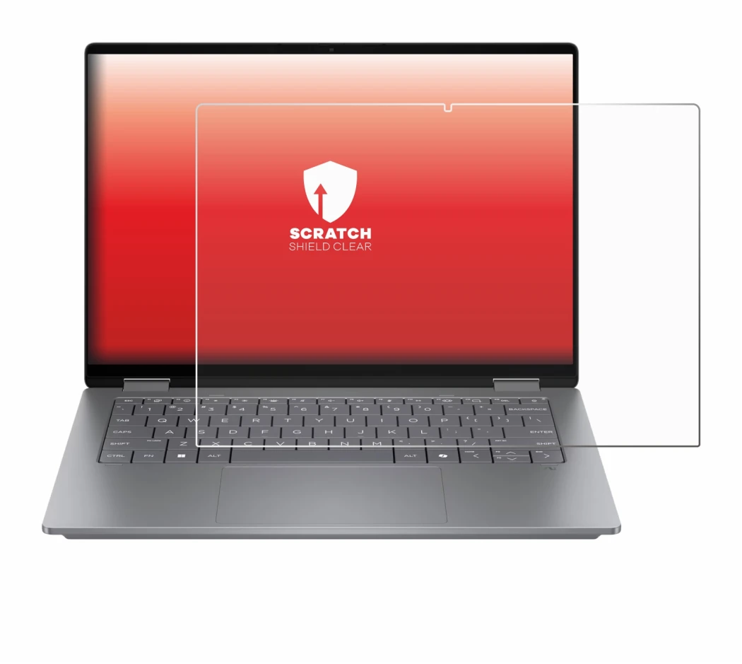 Imagen del dispositivo HP OmniBook X Flip 14 con una amplia variedad de protectores de pantalla.