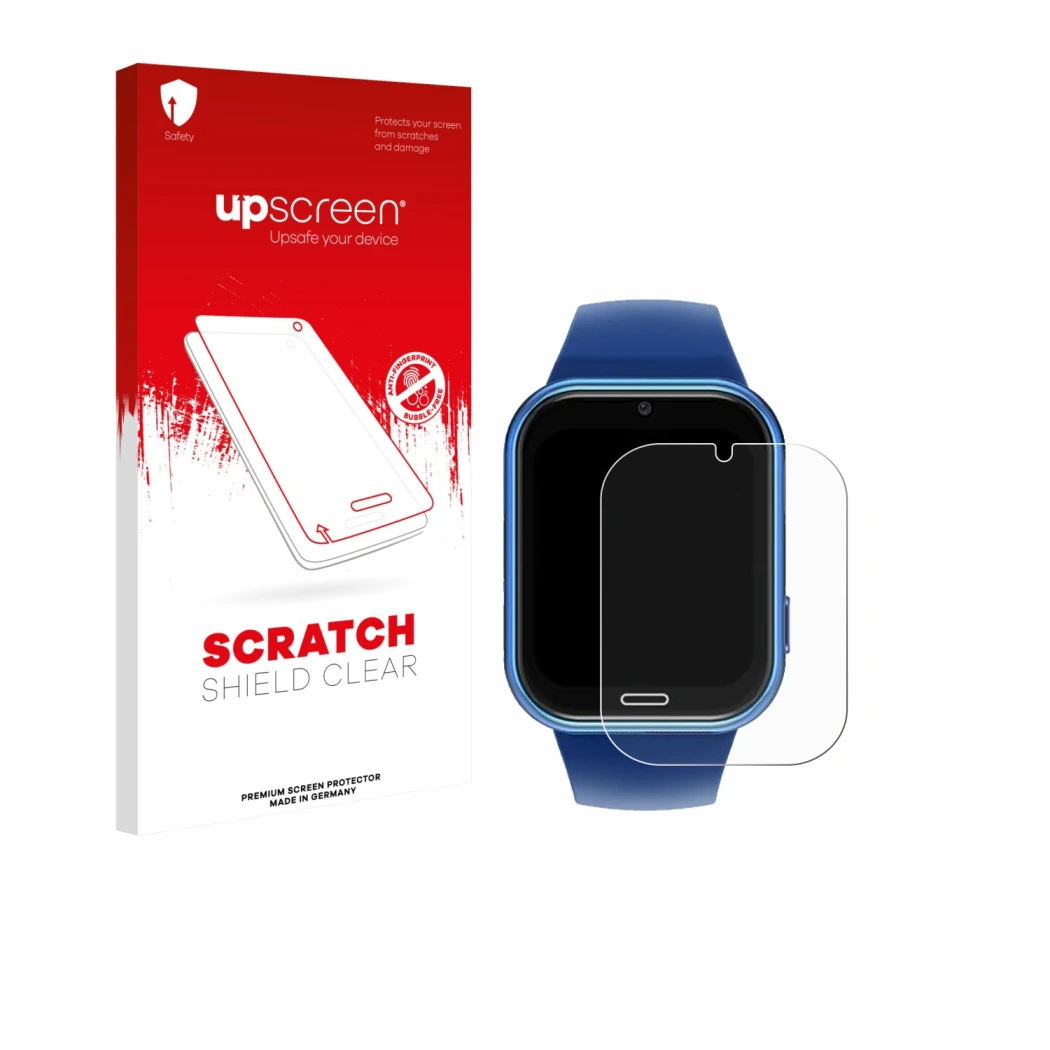 Parte frontal de un envase de producto con el logotipo de la marca upscreen. Al lado se muestra el dispositivo CATGIFF X53 con