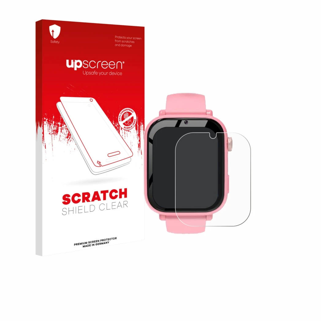 Parte frontal de un envase de producto con el logotipo de la marca upscreen. Al lado se muestra el dispositivo CATGIFF A22 con