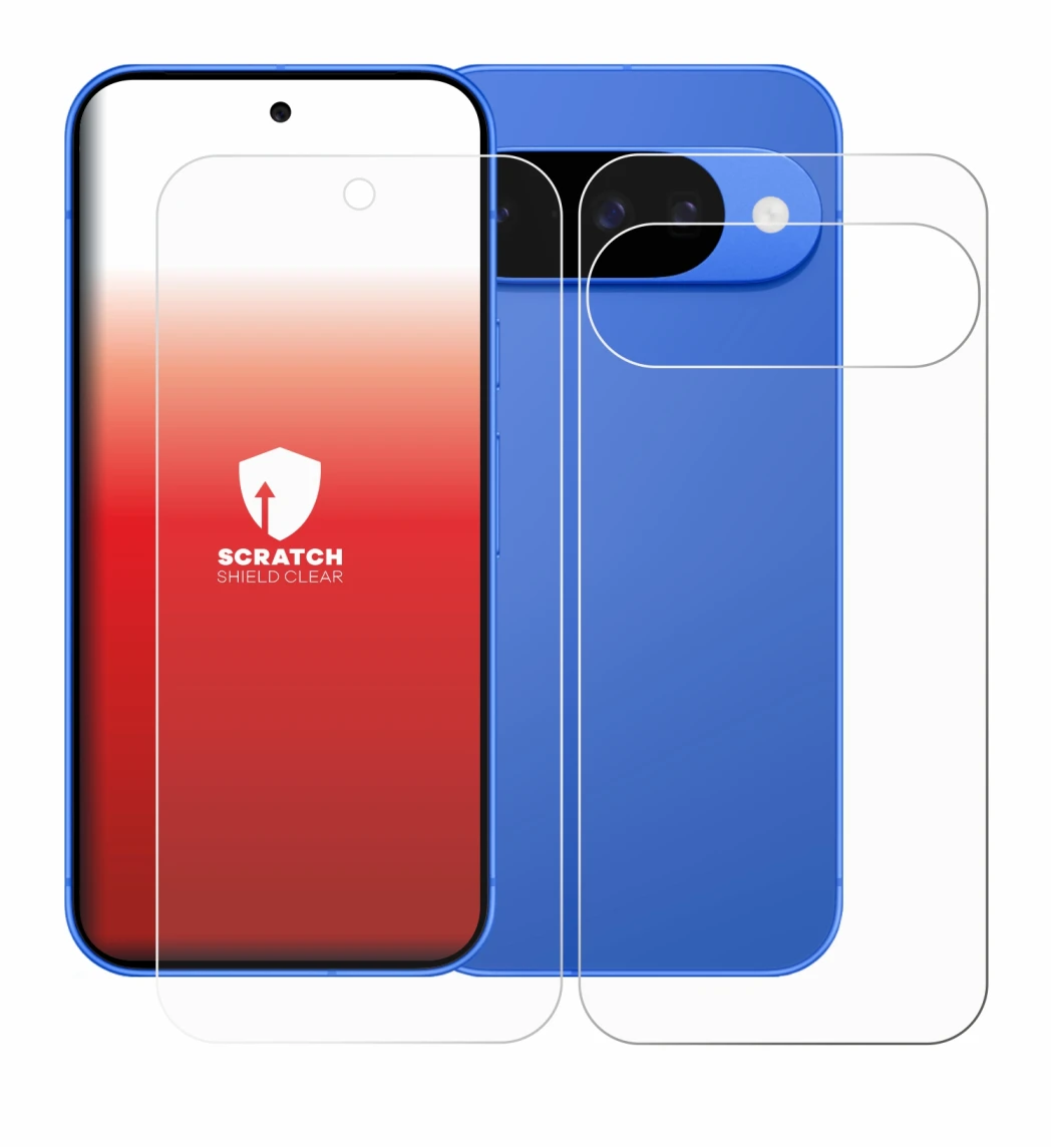 Imagen del dispositivo Google Pixel 10 (Frontal+Trasero) con una amplia variedad de protectores de pantalla.