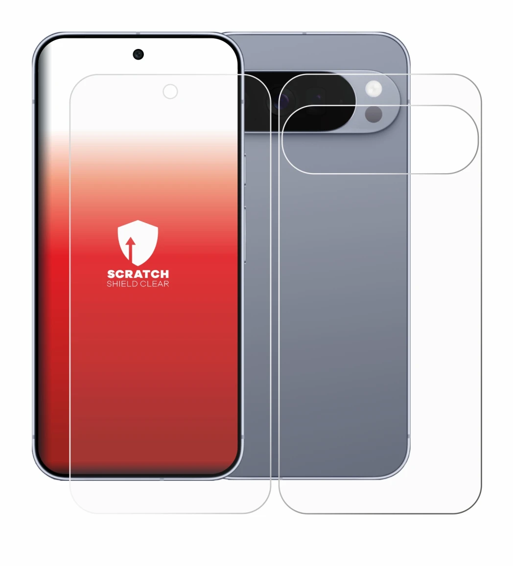 Imagen del dispositivo Google Pixel 10 Pro XL (Frontal+Trasero) con una amplia variedad de protectores de pantalla.