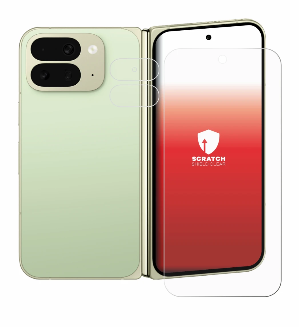 Imagen del dispositivo Google Pixel 10 Pro Fold (Frontal+Cámara) con una amplia variedad de protectores de pantalla.