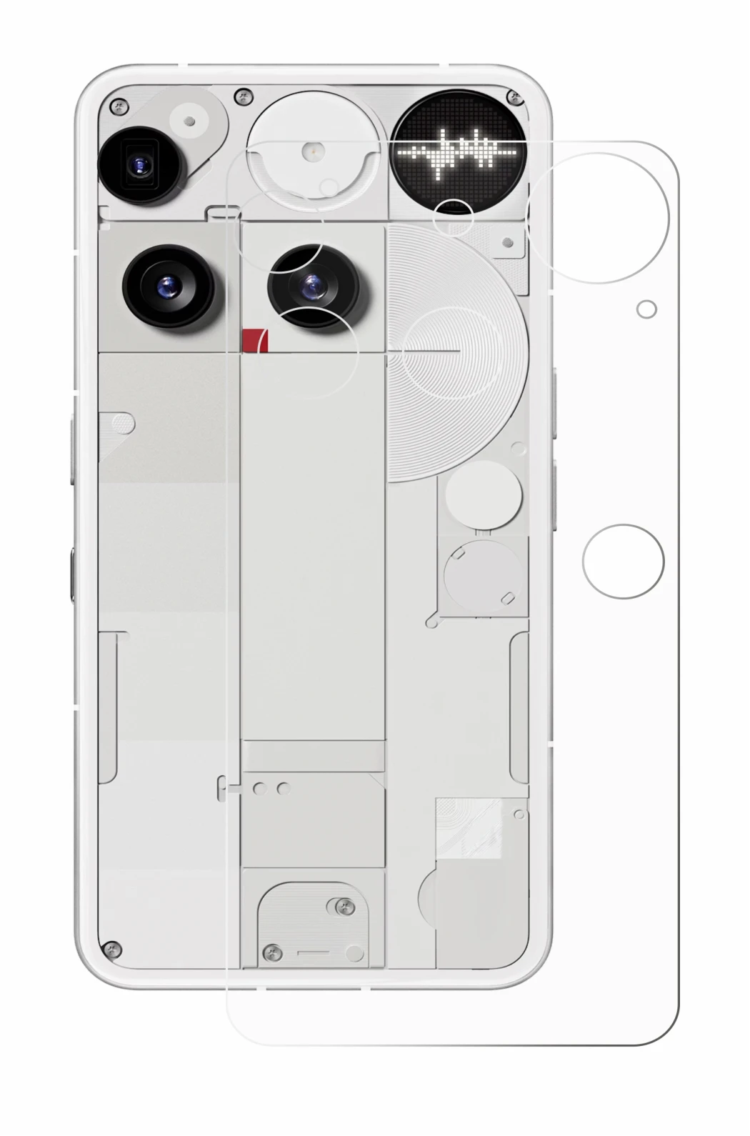 Imagen del dispositivo Nothing Phone (3) (Trasero) con una amplia variedad de protectores de pantalla.