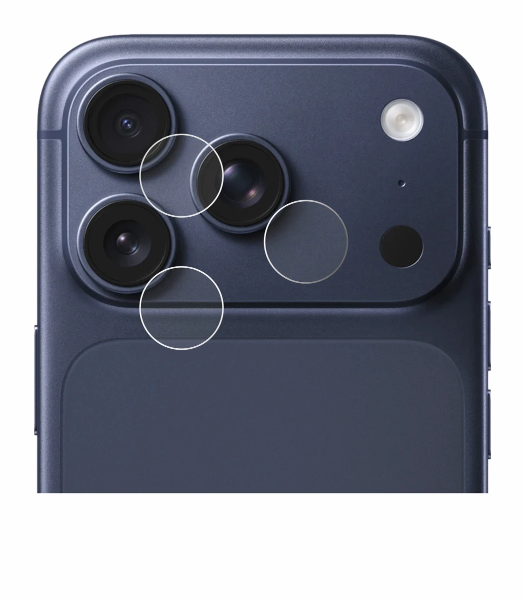 Imagen del dispositivo Apple iPhone 17 Pro (SÓLO Cámara) con una amplia variedad de protectores de pantalla.