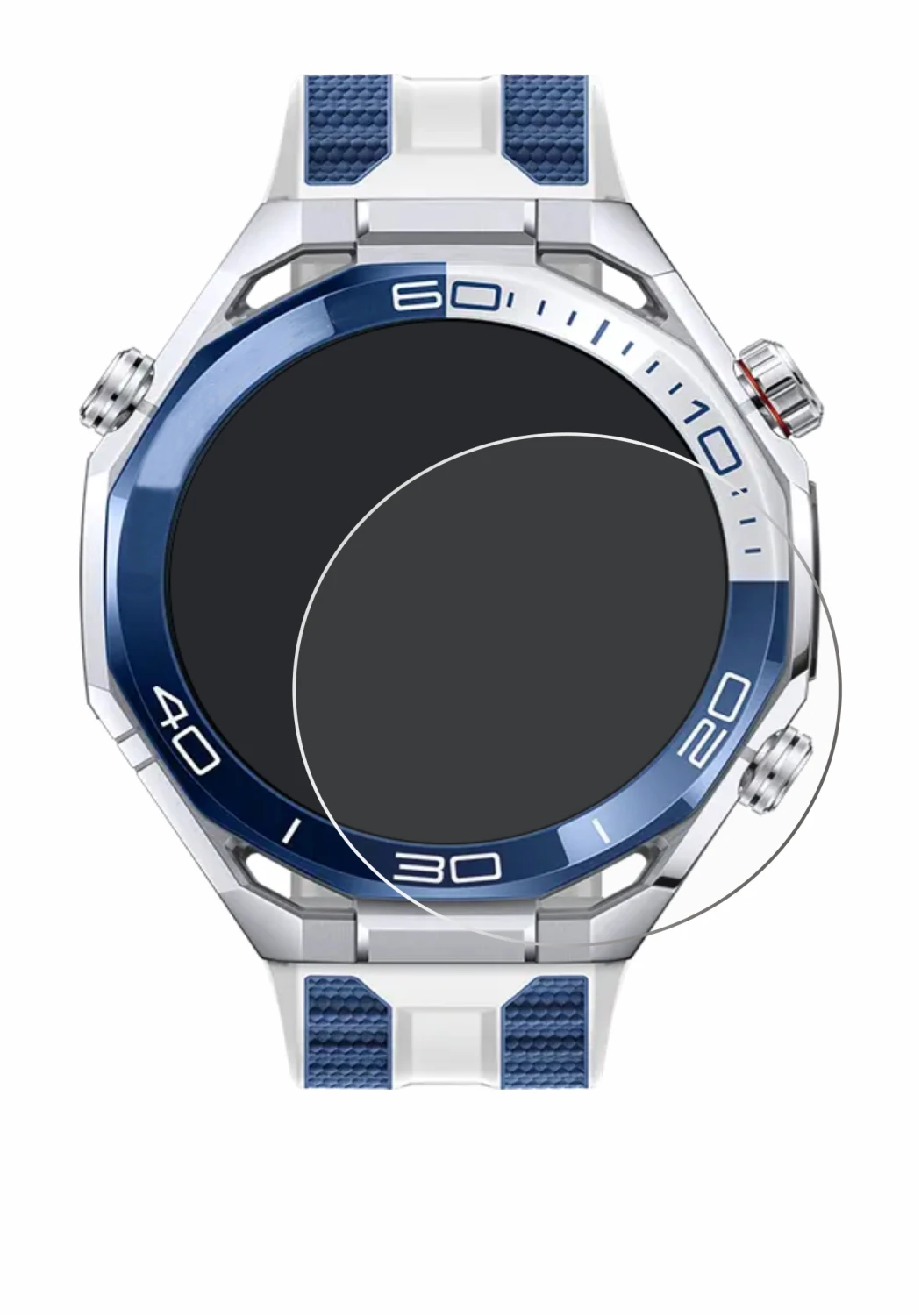 Imagen del dispositivo Huawei Watch Ultimate 2 Blue con una amplia variedad de protectores de pantalla.