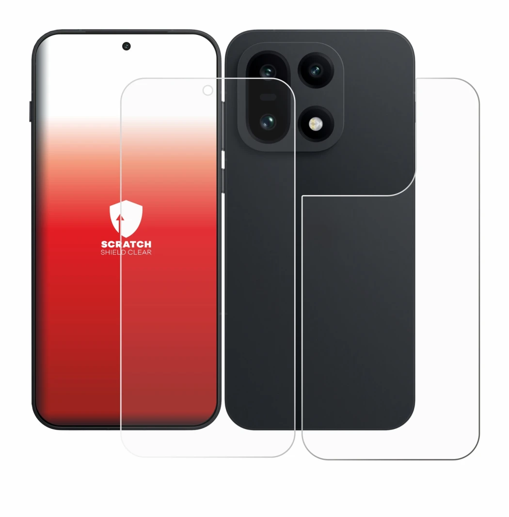 Imagen del dispositivo OnePlus 15 (Frontal+Trasero) con una amplia variedad de protectores de pantalla.