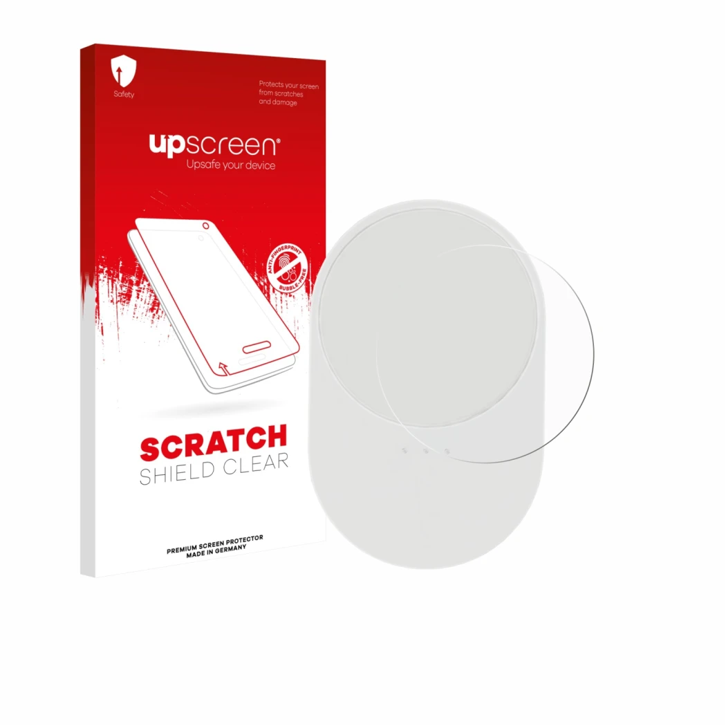 Parte frontal de un envase de producto con el logotipo de la marca upscreen. Al lado se muestra el dispositivo Ikea Bilresa co