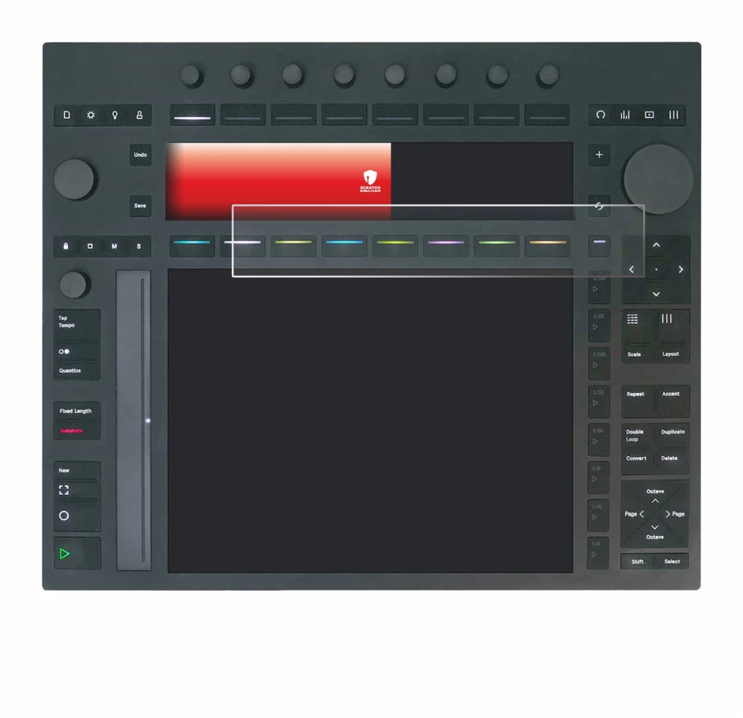 Imagen del dispositivo Ableton Push 3 con una amplia variedad de protectores de pantalla.