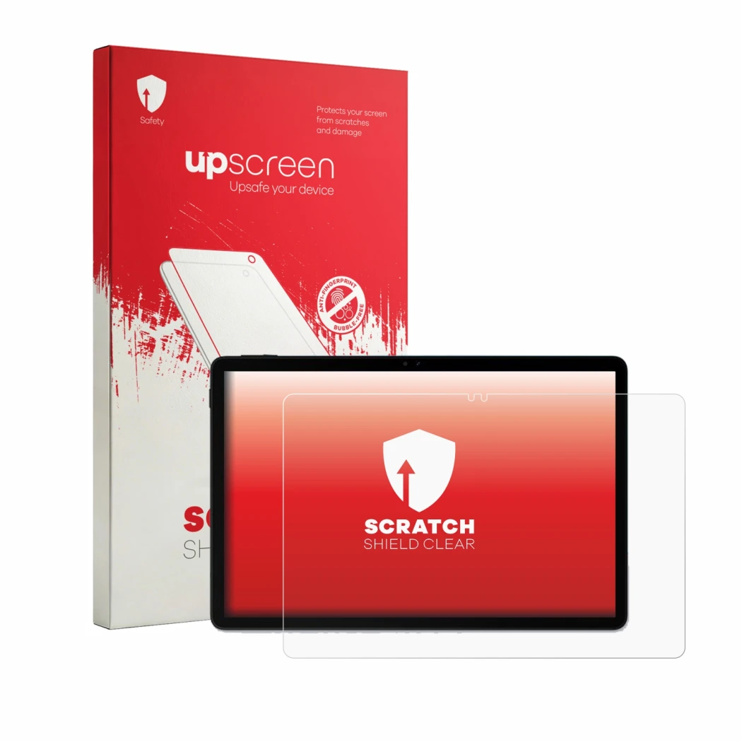 Parte frontal de un envase de producto con el logotipo de la marca upscreen. Al lado se muestra el dispositivo POCKAM P11 11