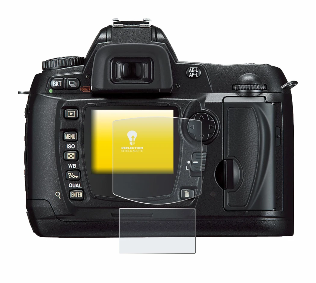 Imagen del dispositivo Nikon D70 con una amplia variedad de protectores de pantalla.