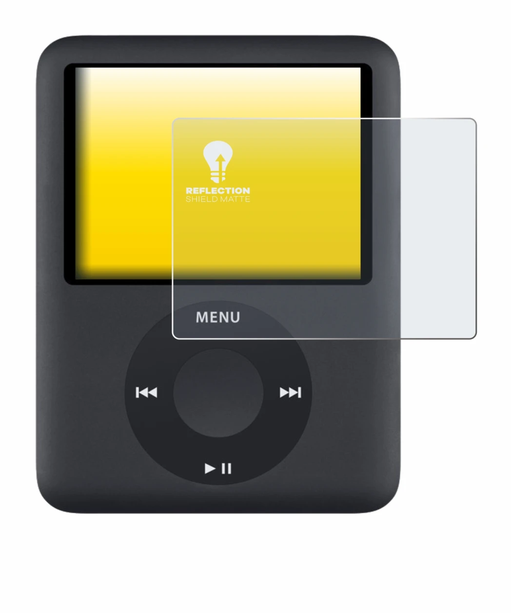 Imagen del dispositivo Apple iPod nano (3a Gen.) con una amplia variedad de protectores de pantalla.