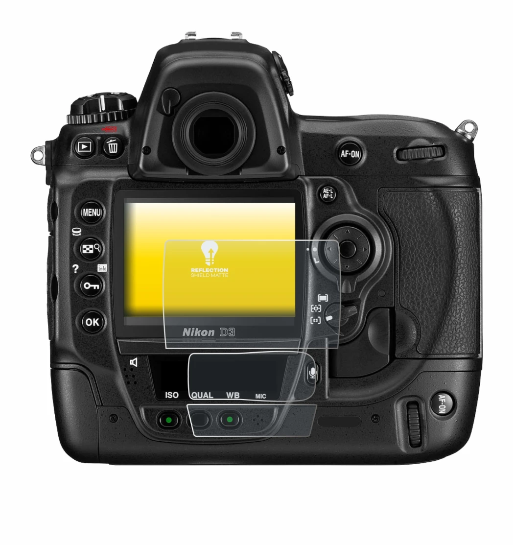 Imagen del dispositivo Nikon D3 con una amplia variedad de protectores de pantalla.