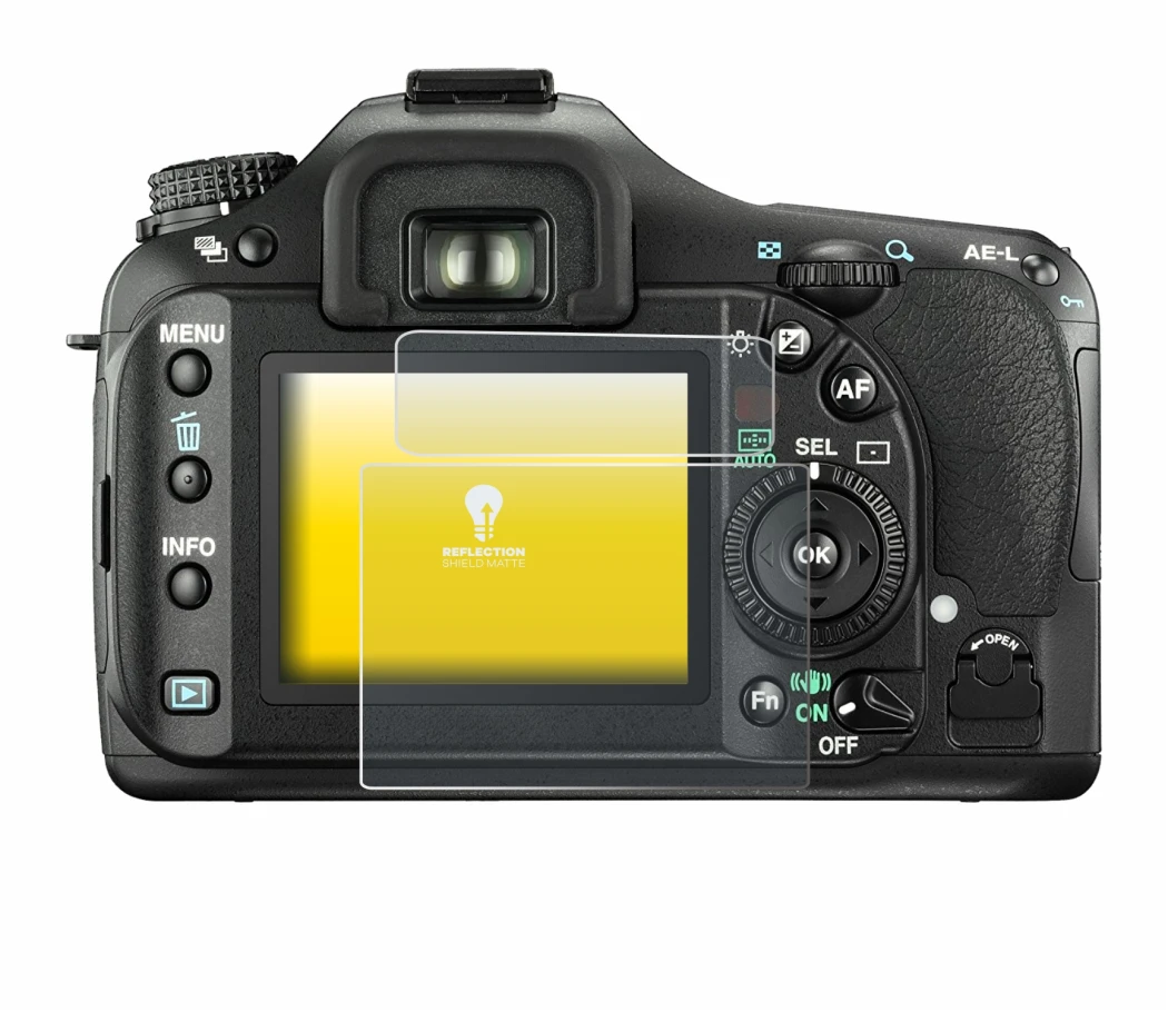 Imagen del dispositivo Pentax K20D con una amplia variedad de protectores de pantalla.