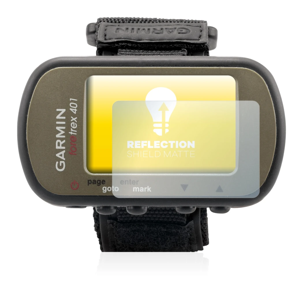 Imagen del dispositivo Garmin Foretrex 401 con una amplia variedad de protectores de pantalla.