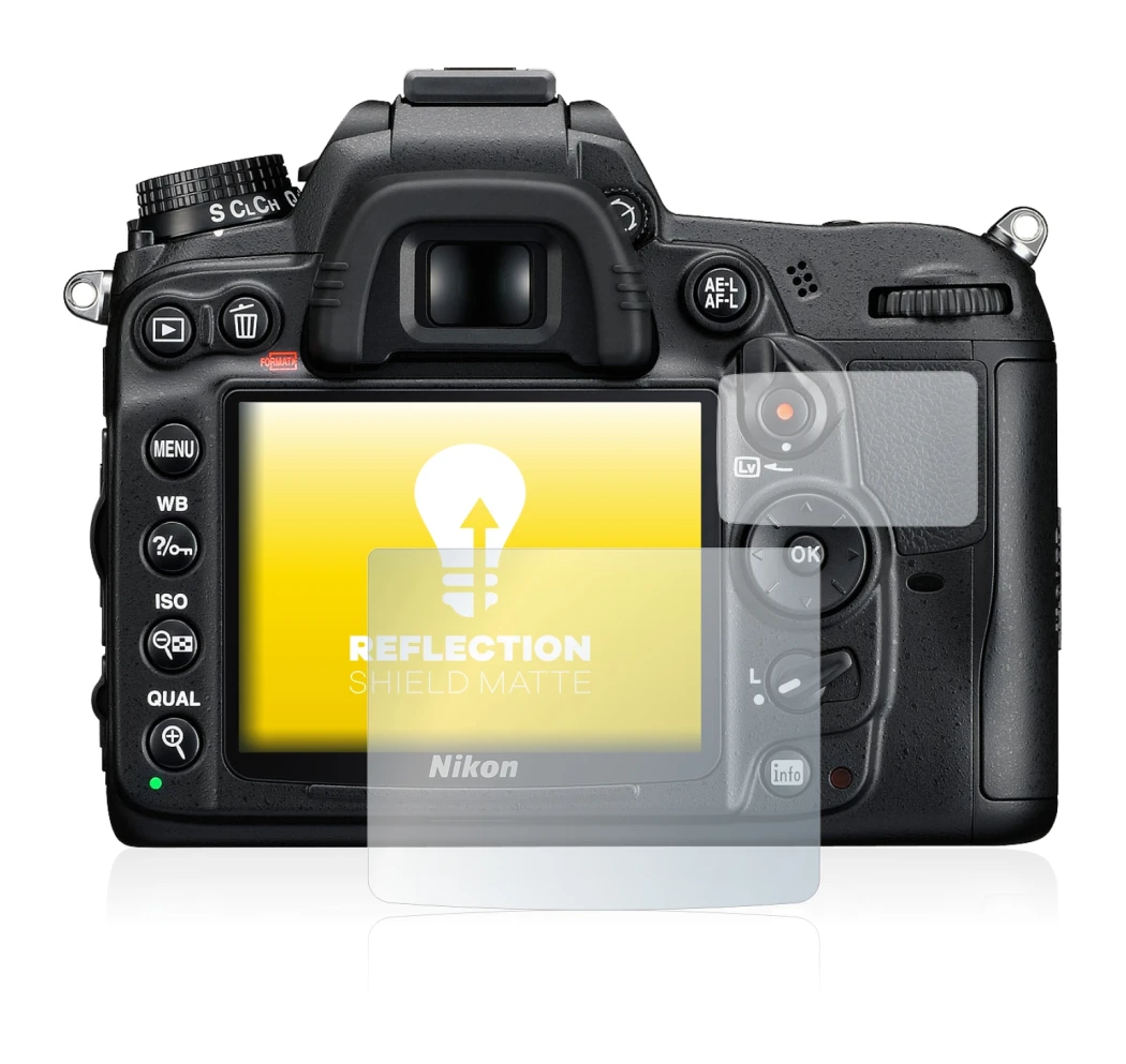 Imagen del dispositivo Nikon D7000 con una amplia variedad de protectores de pantalla.