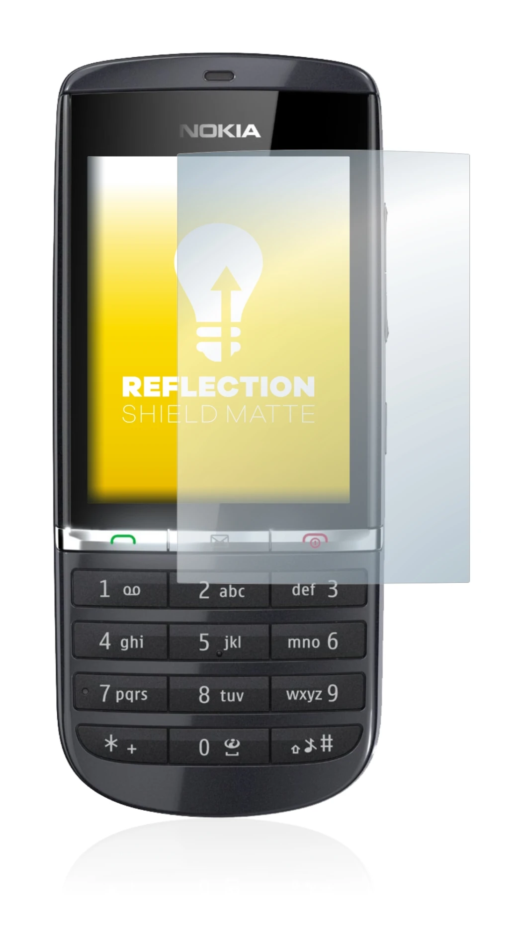 Imagen del dispositivo Nokia Asha 300 con una amplia variedad de protectores de pantalla.