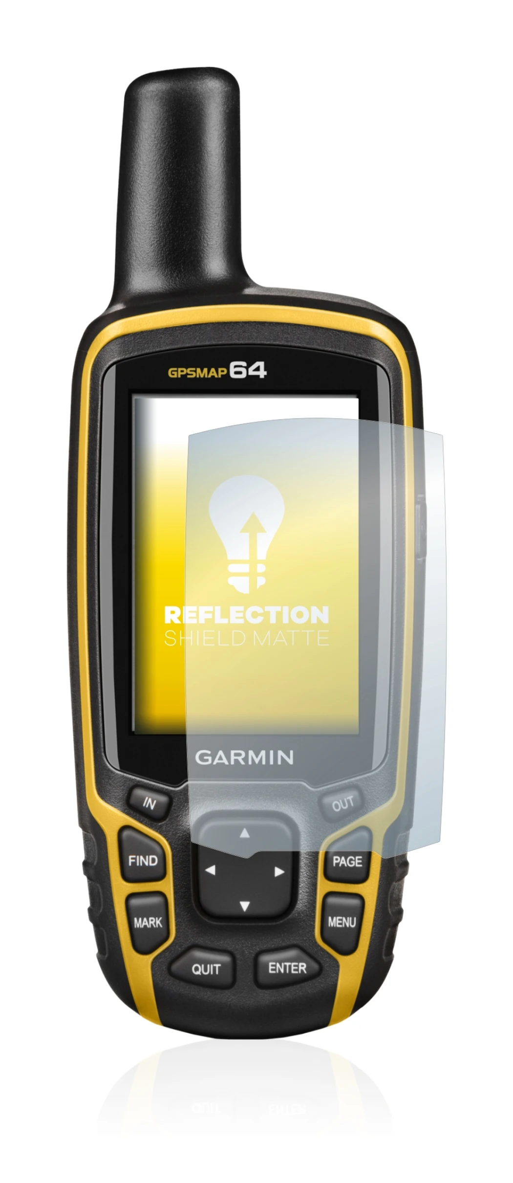 Imagen del dispositivo Garmin GPSMAP 64 con una amplia variedad de protectores de pantalla.