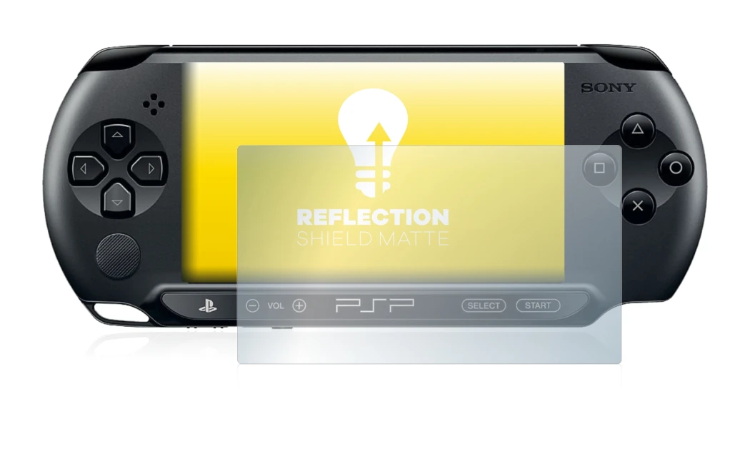 Imagen del dispositivo Sony PSP 2000 con una amplia variedad de protectores de pantalla.