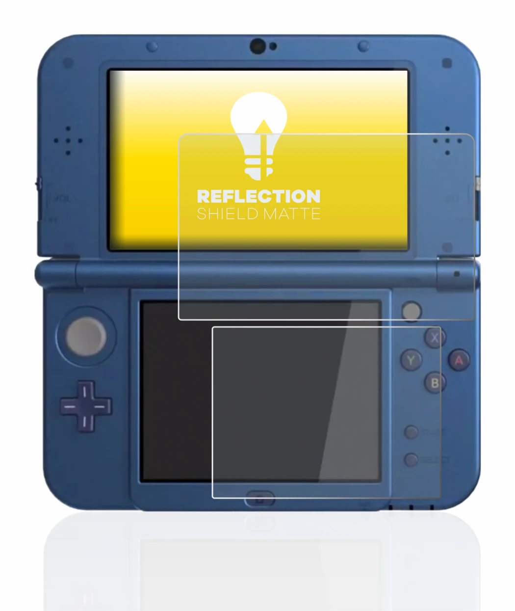 Imagen del dispositivo Nintendo New 3DS XL con una amplia variedad de protectores de pantalla.