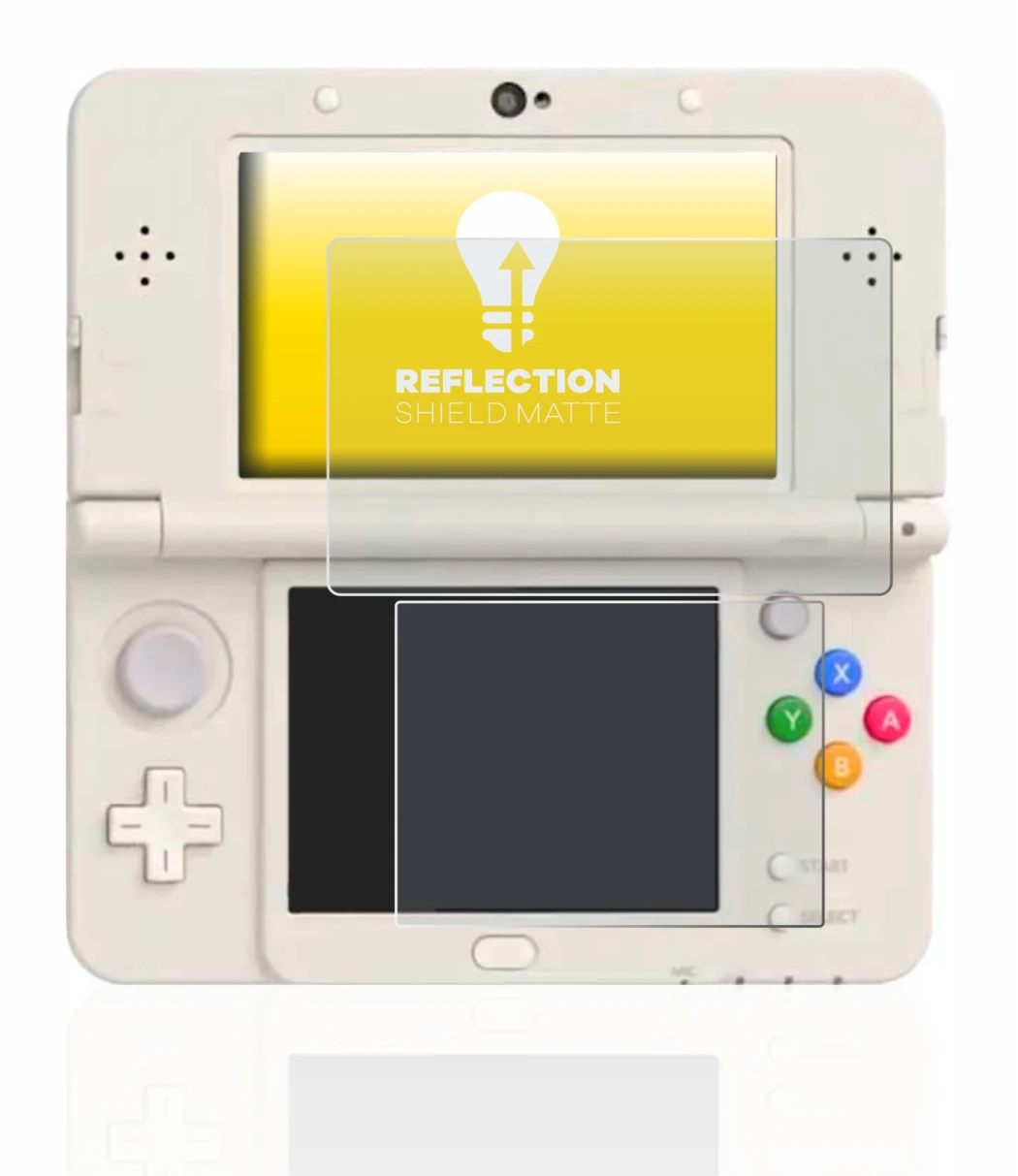 Imagen del dispositivo Nintendo New 3DS con una amplia variedad de protectores de pantalla.