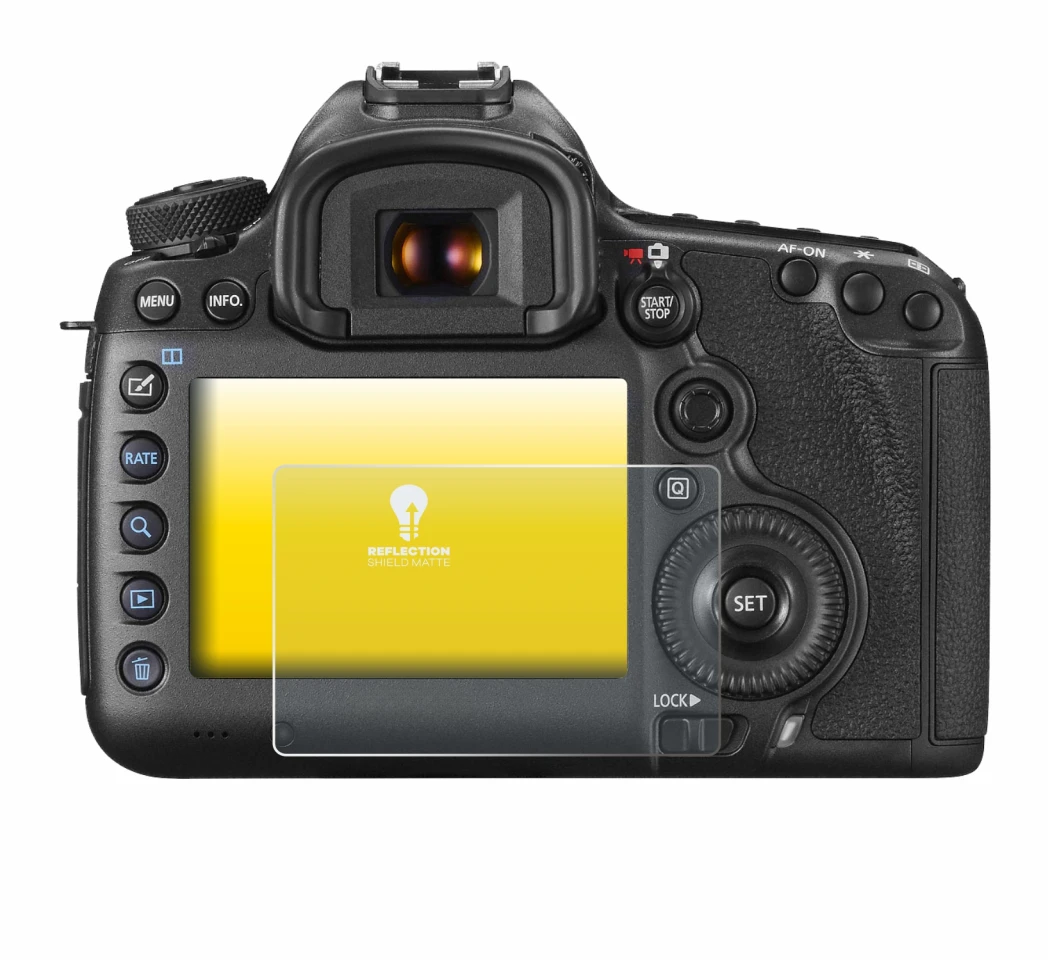 Imagen del dispositivo Canon EOS 5DS R con una amplia variedad de protectores de pantalla.