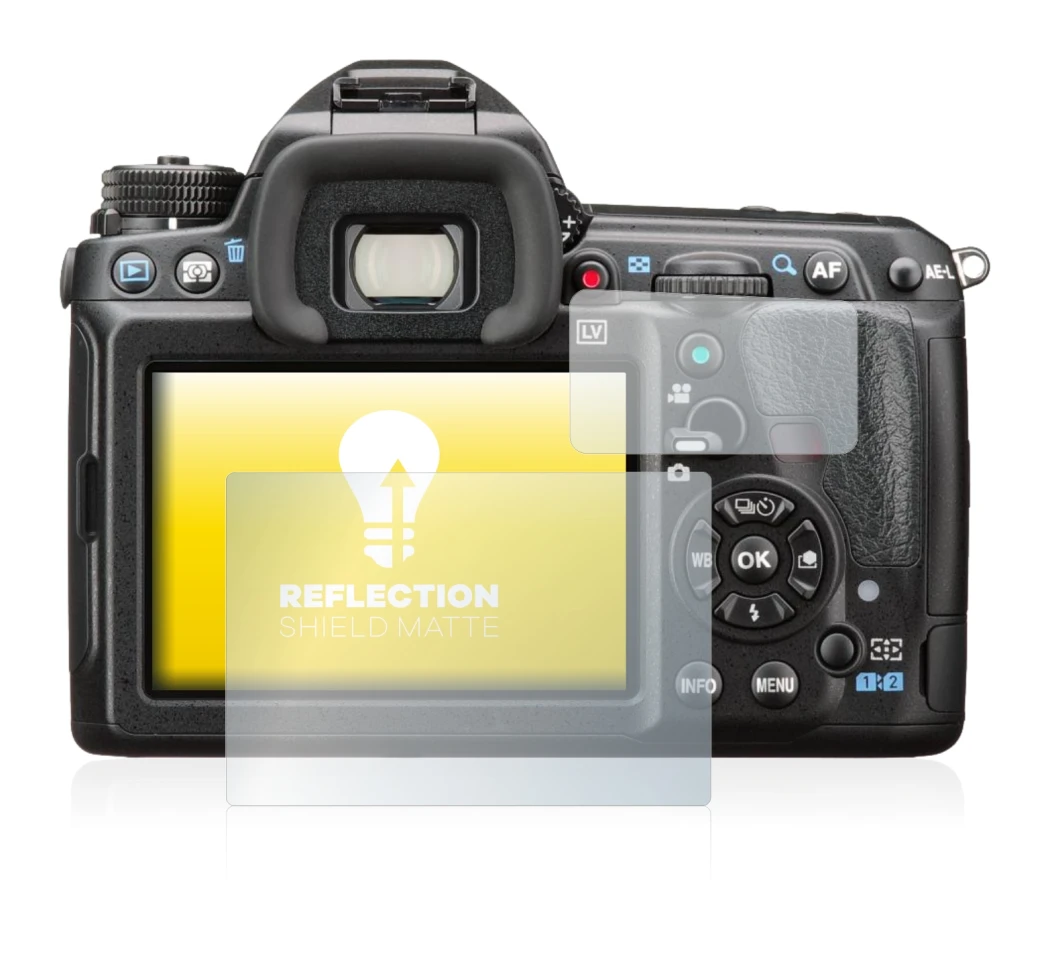 Imagen del dispositivo Pentax K-3 II con una amplia variedad de protectores de pantalla.
