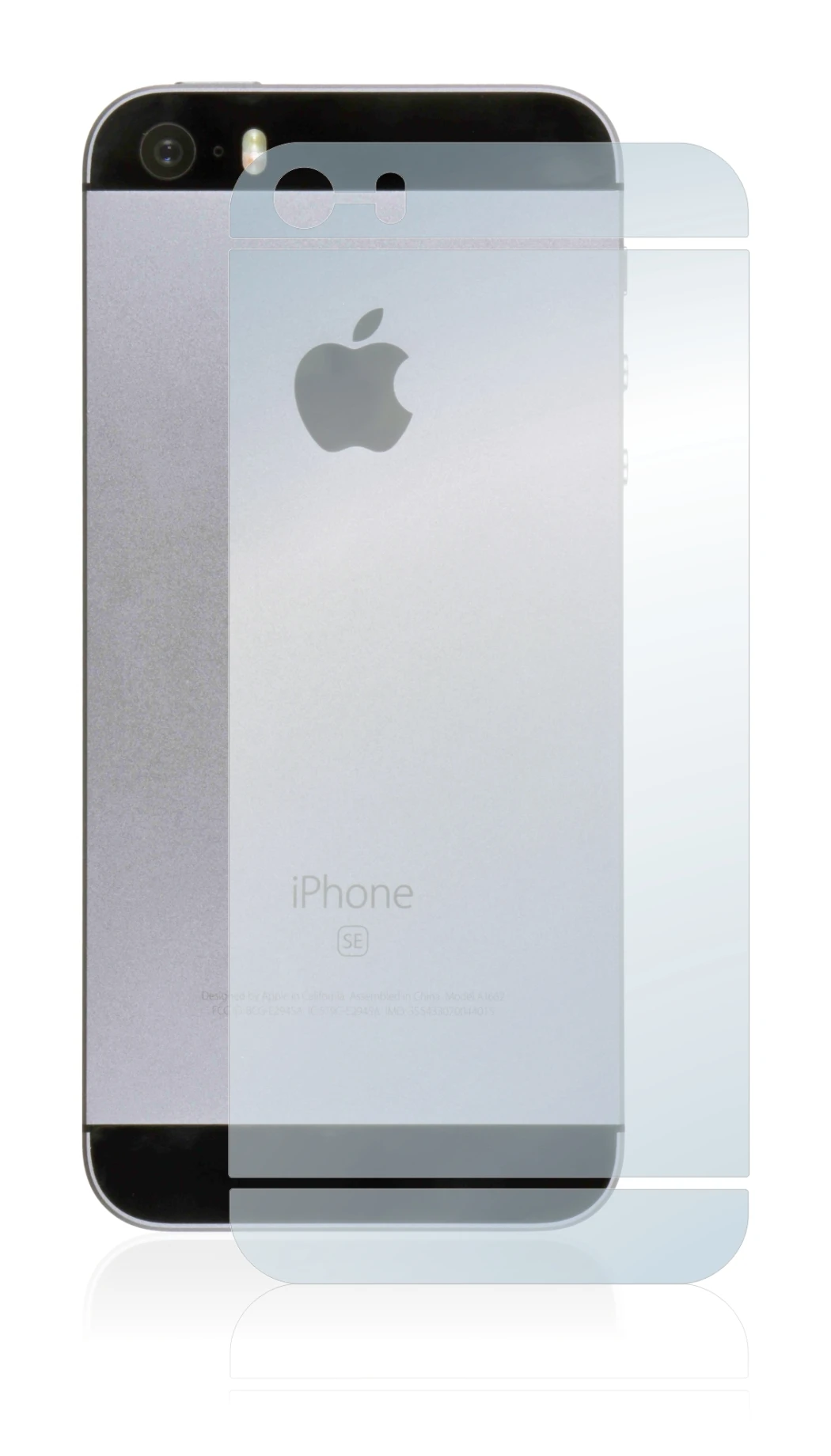 Imagen del dispositivo Apple iPhone SE 2016 Trasera (superficie entera) con una amplia variedad de protectores de pantalla.