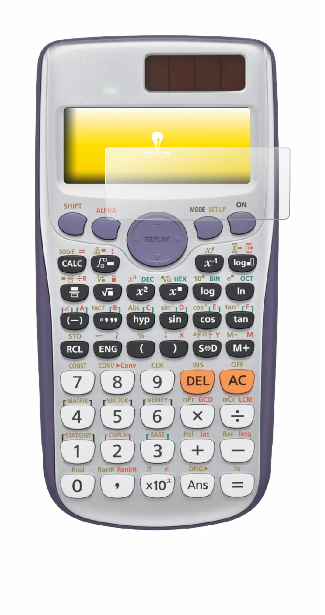 Imagen del dispositivo Casio FX-991DE Plus con una amplia variedad de protectores de pantalla.