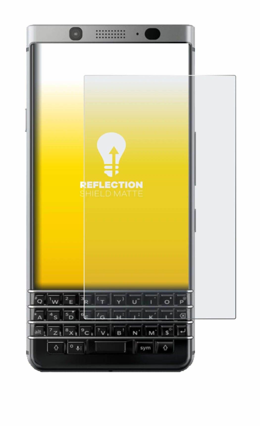 Imagen del dispositivo BlackBerry Keyone con una amplia variedad de protectores de pantalla.