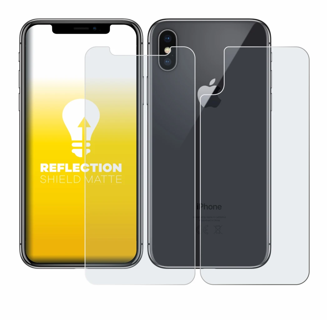 Imagen del dispositivo Apple iPhone X (Frontal+Trasero) con una amplia variedad de protectores de pantalla.
