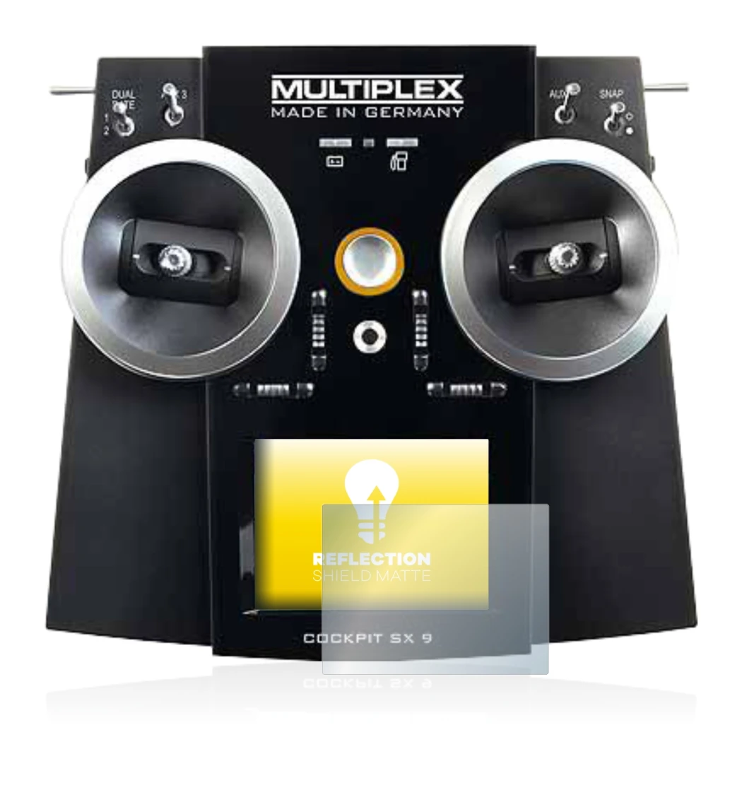 Imagen del dispositivo Multiplex Cockpit SX9 con una amplia variedad de protectores de pantalla.