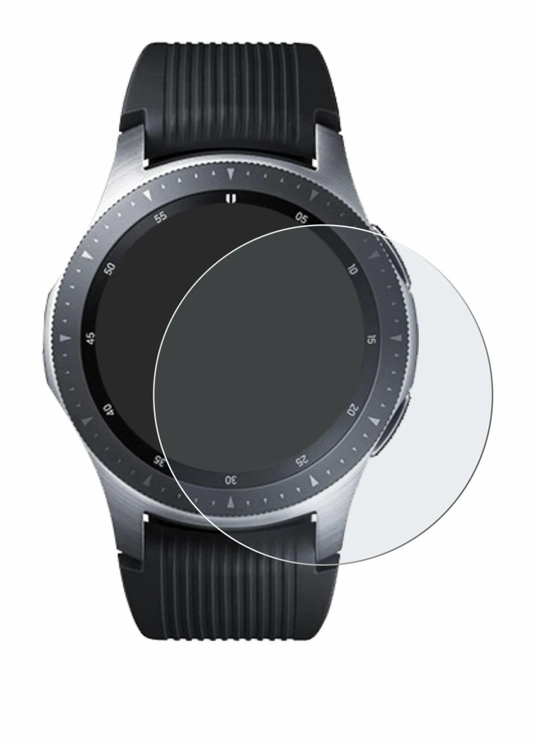 Imagen del dispositivo Samsung Galaxy Watch (46 mm) con una amplia variedad de protectores de pantalla.