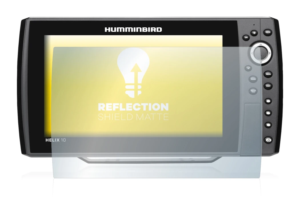 Imagen del dispositivo Humminbird Helix 10 con una amplia variedad de protectores de pantalla.