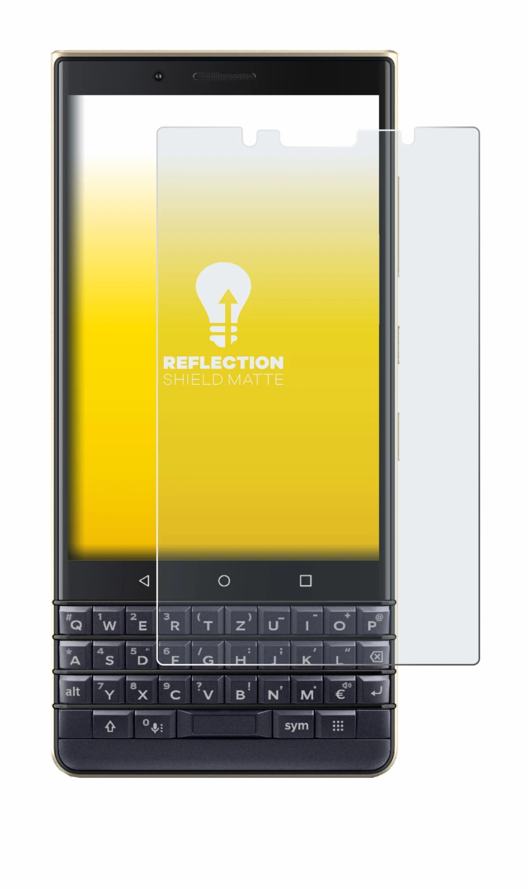 Imagen del dispositivo BlackBerry Key2 LE con una amplia variedad de protectores de pantalla.