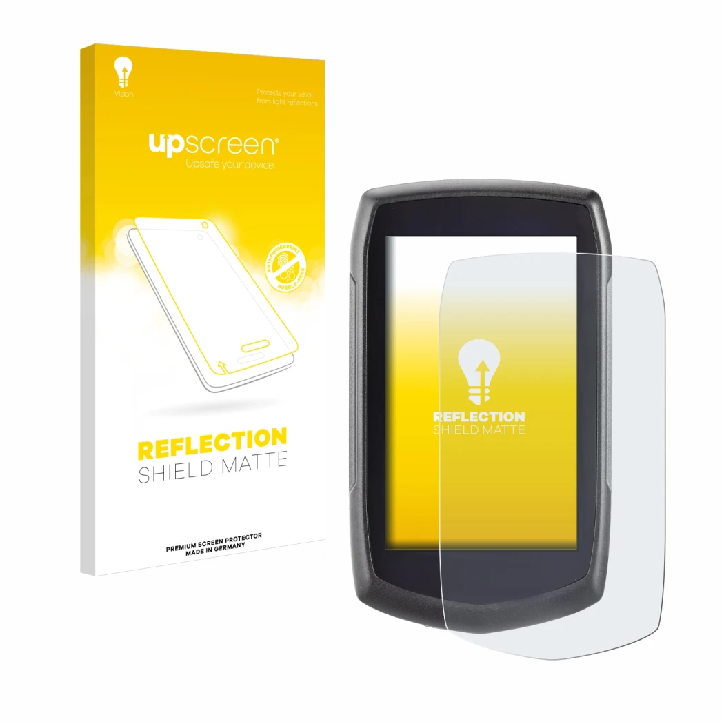 Parte frontal de un envase de producto con el logotipo de la marca upscreen. Al lado se muestra el dispositivo A-Rival Teasi O