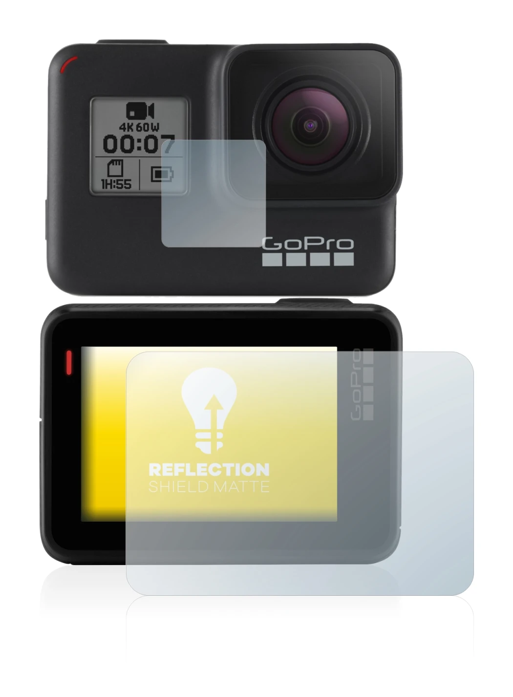 Imagen del dispositivo GoPro Hero 7 Black con una amplia variedad de protectores de pantalla.