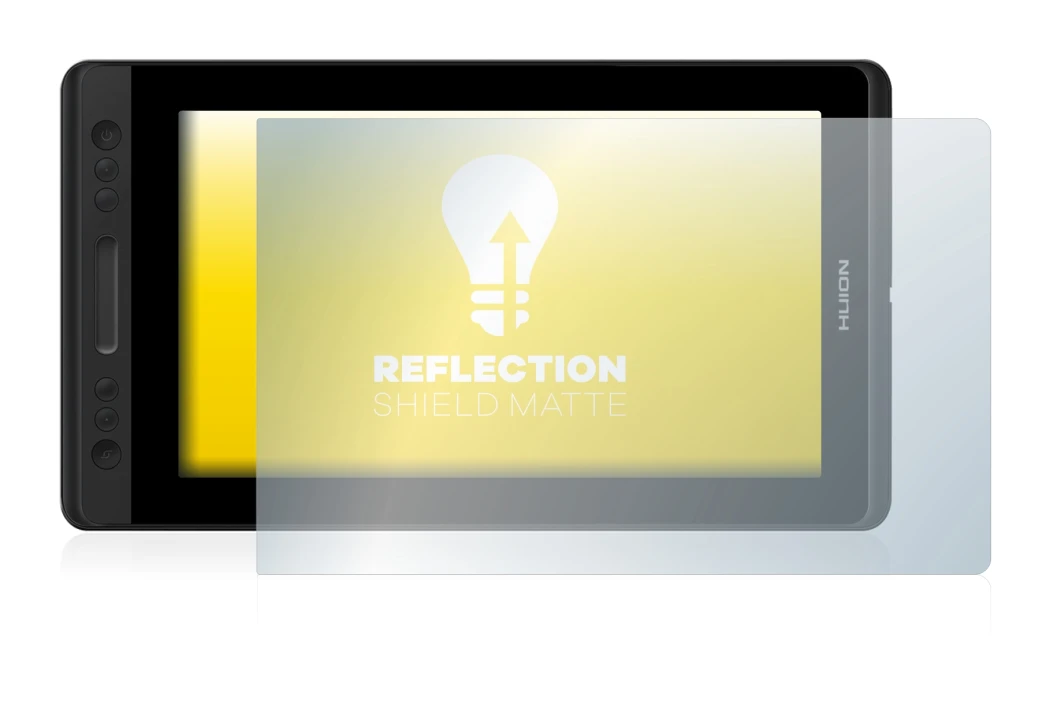 Imagen del dispositivo Huion Kamvas Pro 13 con una amplia variedad de protectores de pantalla.