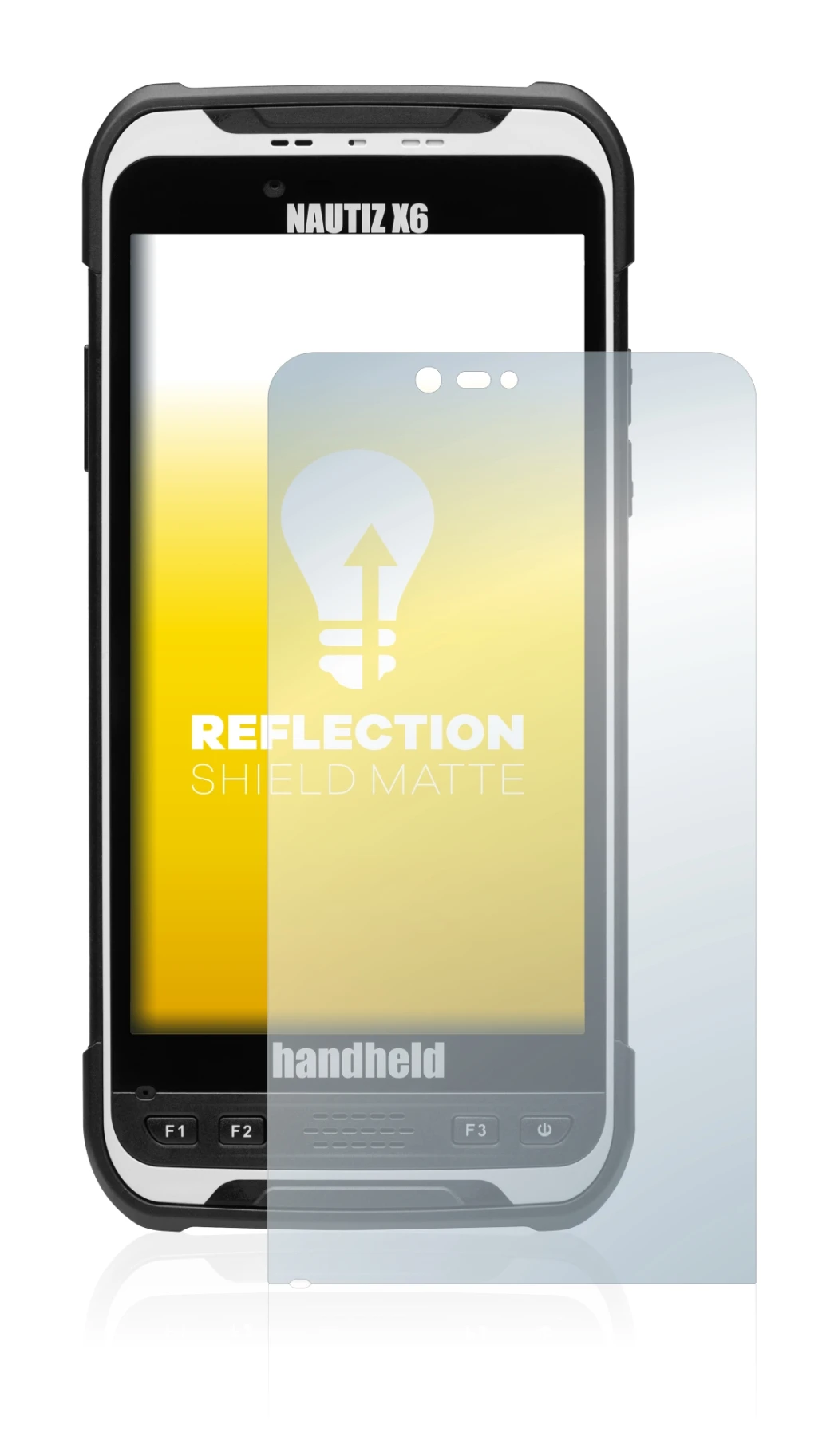 Imagen del dispositivo Handheld Nautiz X6 con una amplia variedad de protectores de pantalla.