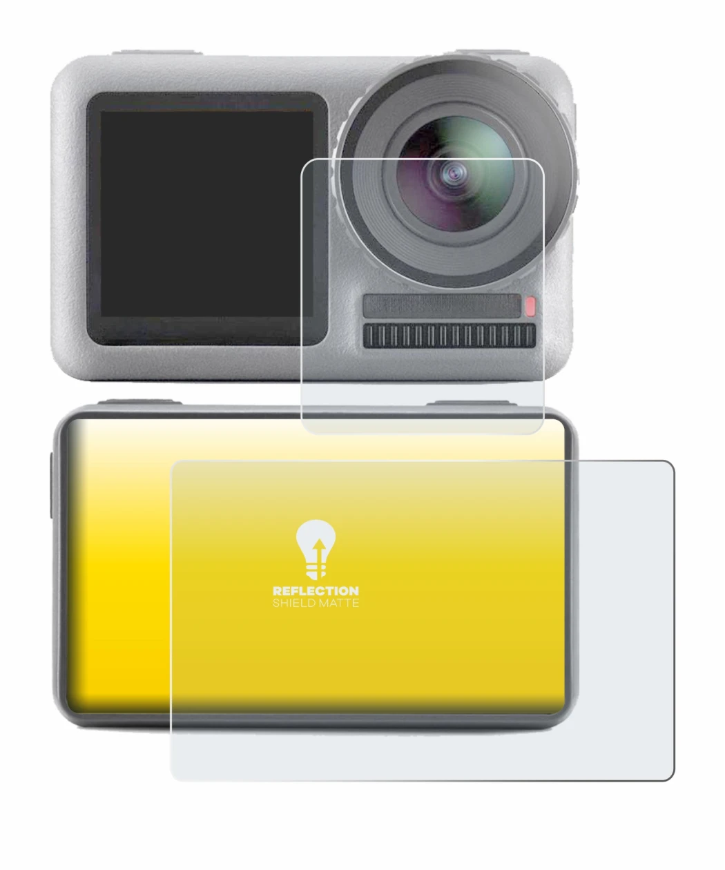 Imagen del dispositivo DJI Osmo Action con una amplia variedad de protectores de pantalla.