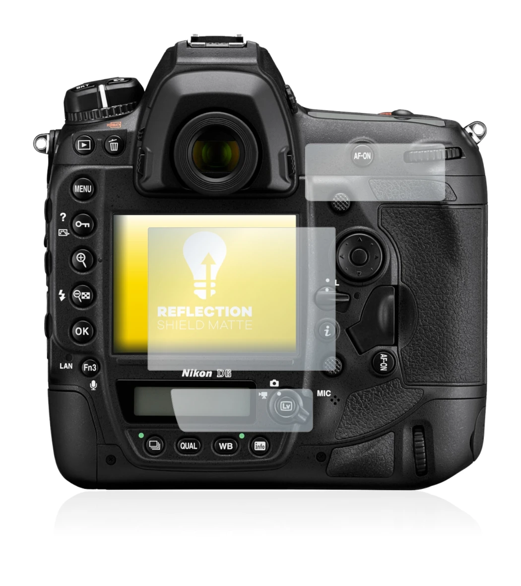Imagen del dispositivo Nikon D6 con una amplia variedad de protectores de pantalla.