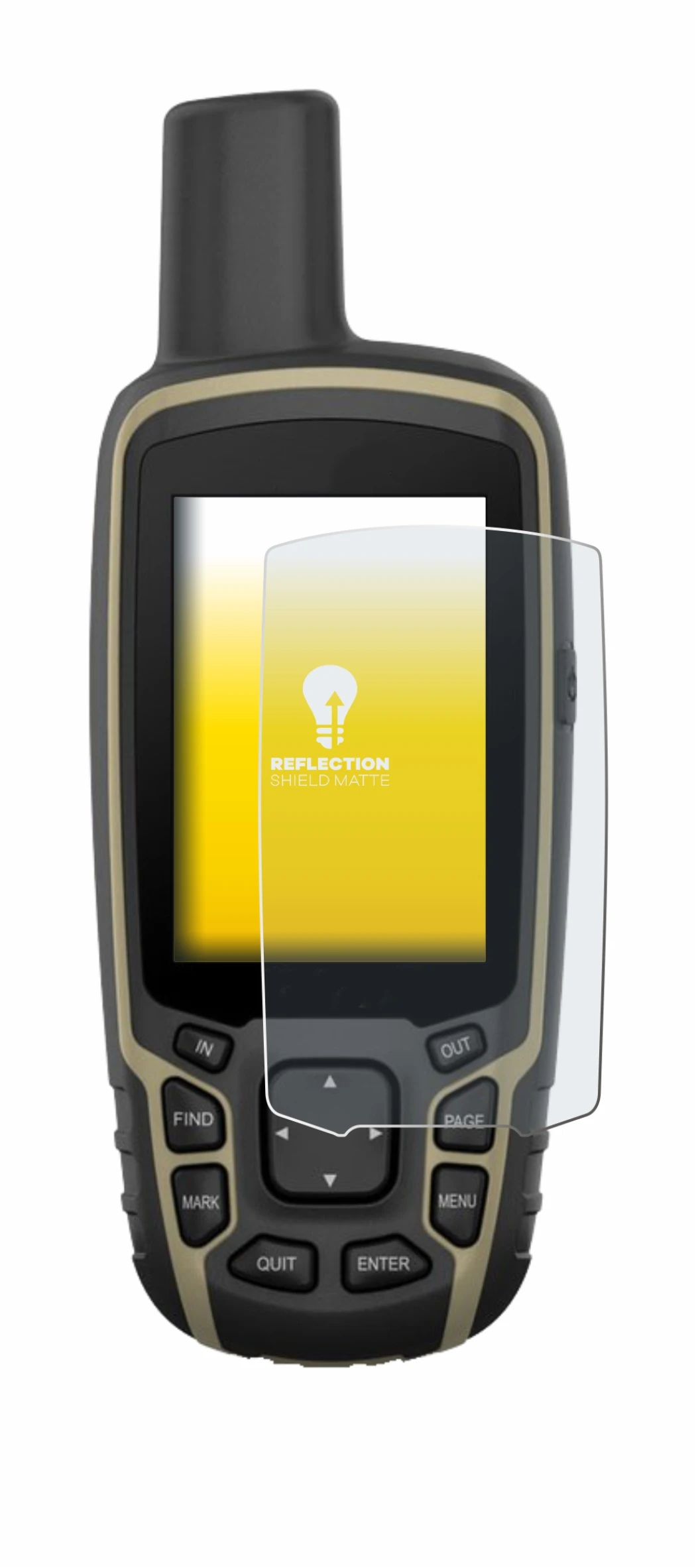 Imagen del dispositivo Garmin GPSMAP 65s con una amplia variedad de protectores de pantalla.
