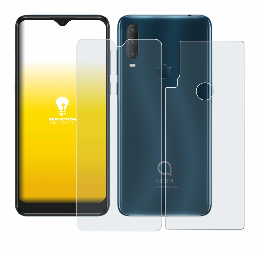 Imagen del dispositivo Alcatel 1S 2020 (Frontal+Trasero) con una amplia variedad de protectores de pantalla.