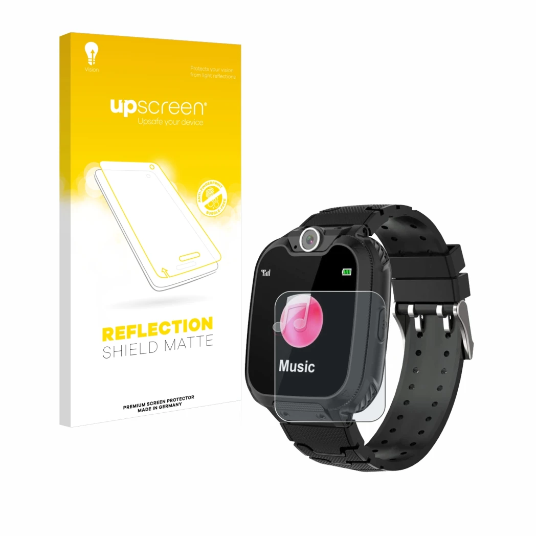 Parte frontal de un envase de producto con el logotipo de la marca upscreen. Al lado se muestra el dispositivo Pthtechus S12 c