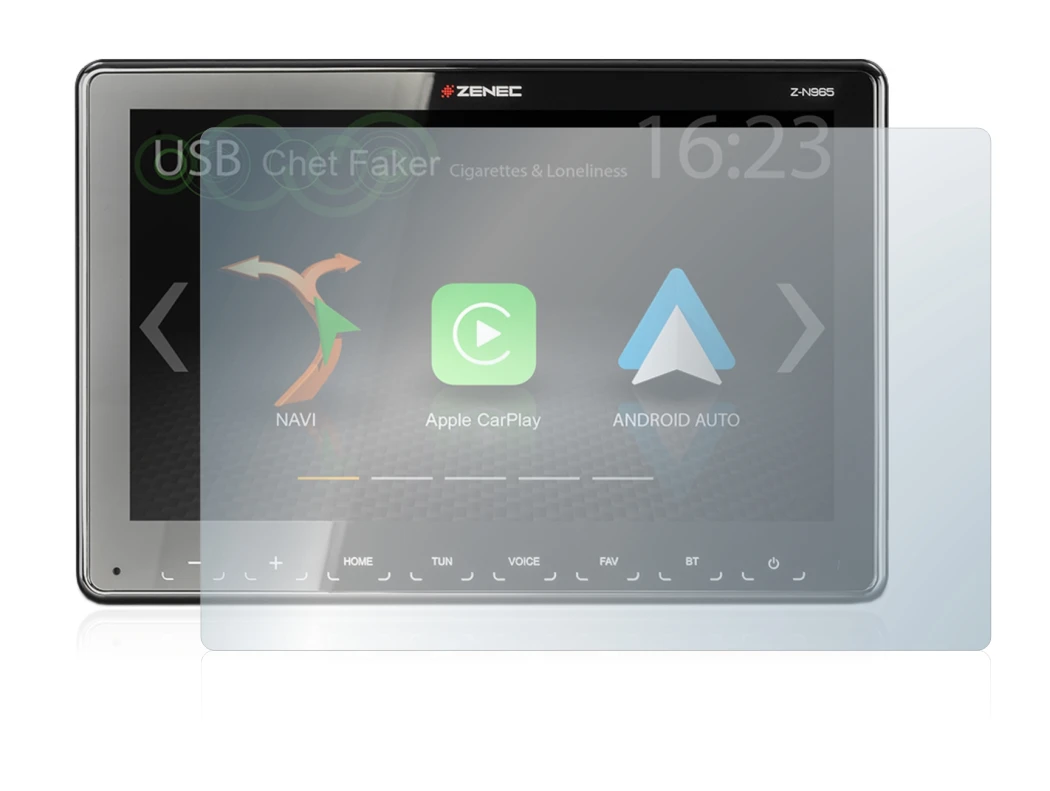 Imagen del dispositivo Zenec Z-N965 con una amplia variedad de protectores de pantalla.