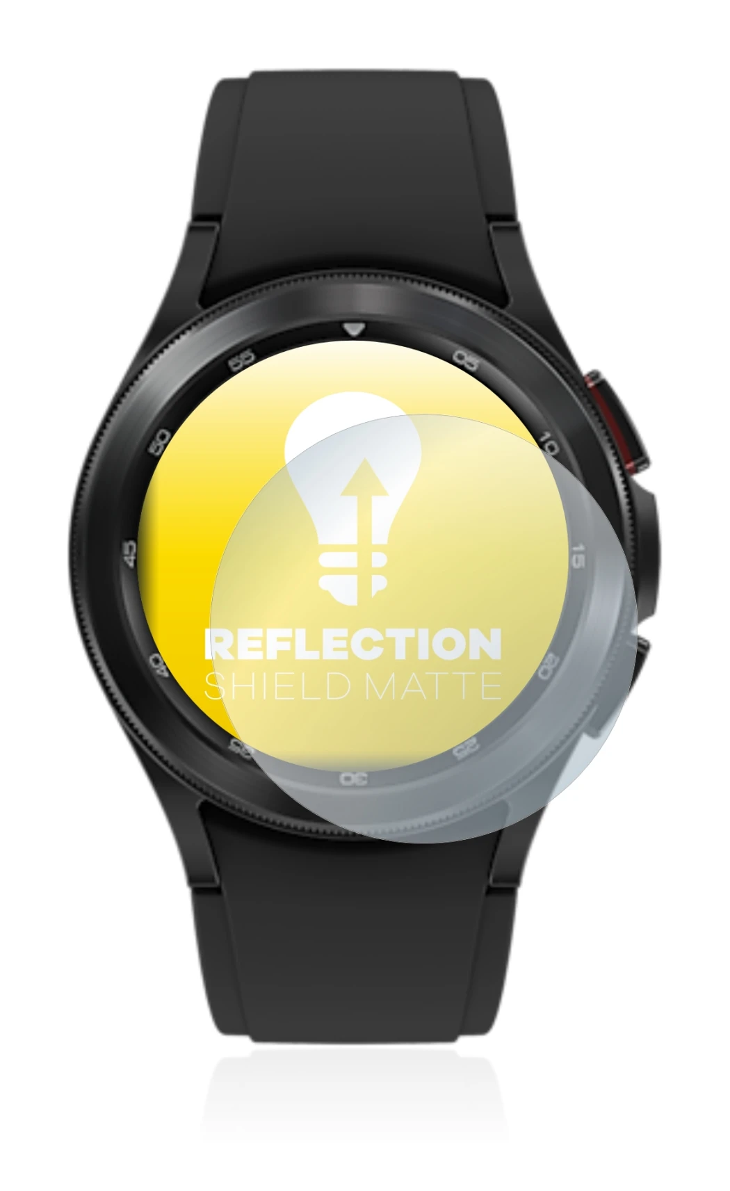 Imagen del dispositivo Samsung Galaxy Watch 4 Classic (42mm) con una amplia variedad de protectores de pantalla.