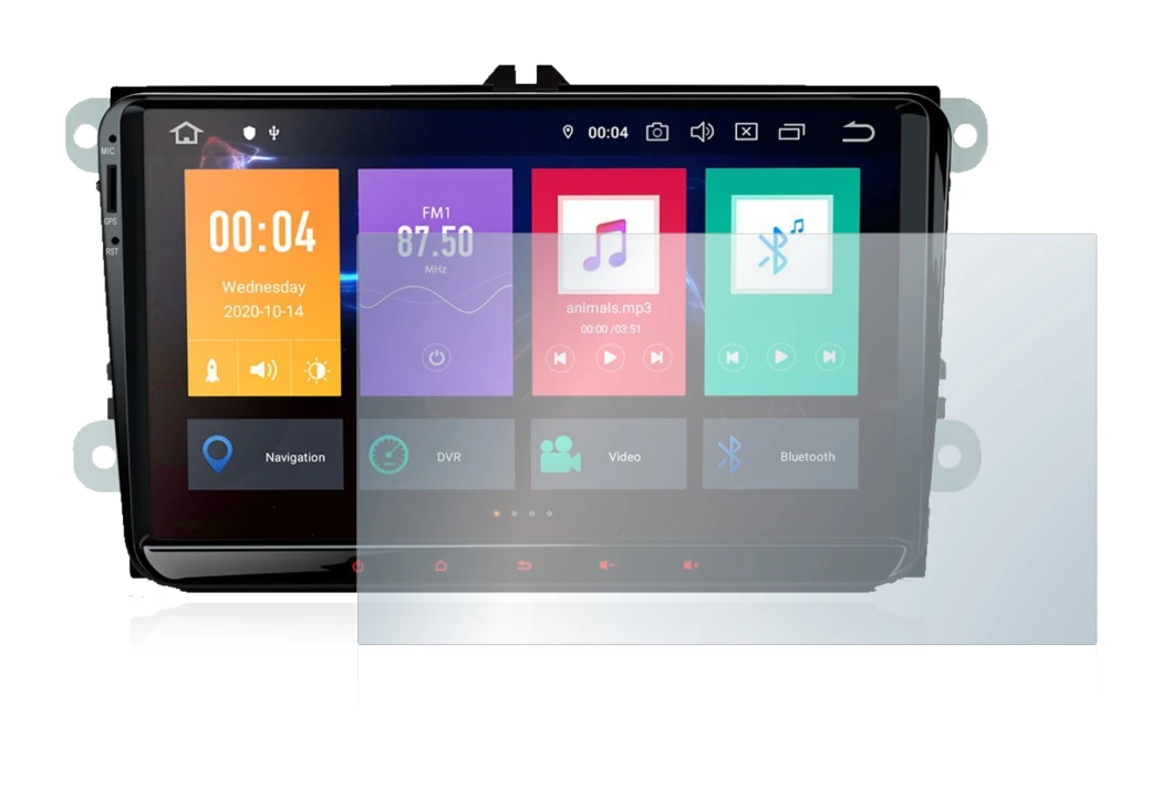 Imagen del dispositivo Xtrons PBE90MTVL con una amplia variedad de protectores de pantalla.